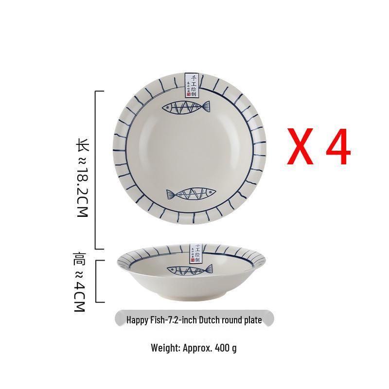 Japanese Ceramic Tableware Set: Rice Bowls, Plates, & Dishes for Restaurant Use