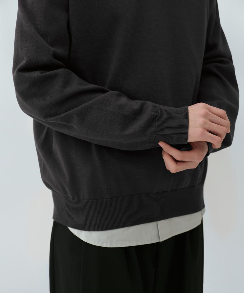 MUSINSA STANDARD Washable Supima Cotton V-Neck Knit [Dark Gray]