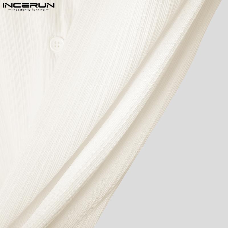 INCERUN Футболки свободного покроя с V-образным вырезом и лацканами для мужчин, топы