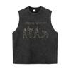 Vintage Washed Aged Queen Band Print American Street Rock Tank Tops Short Sleeve T-Shirt Mens Womens Sports Fitness