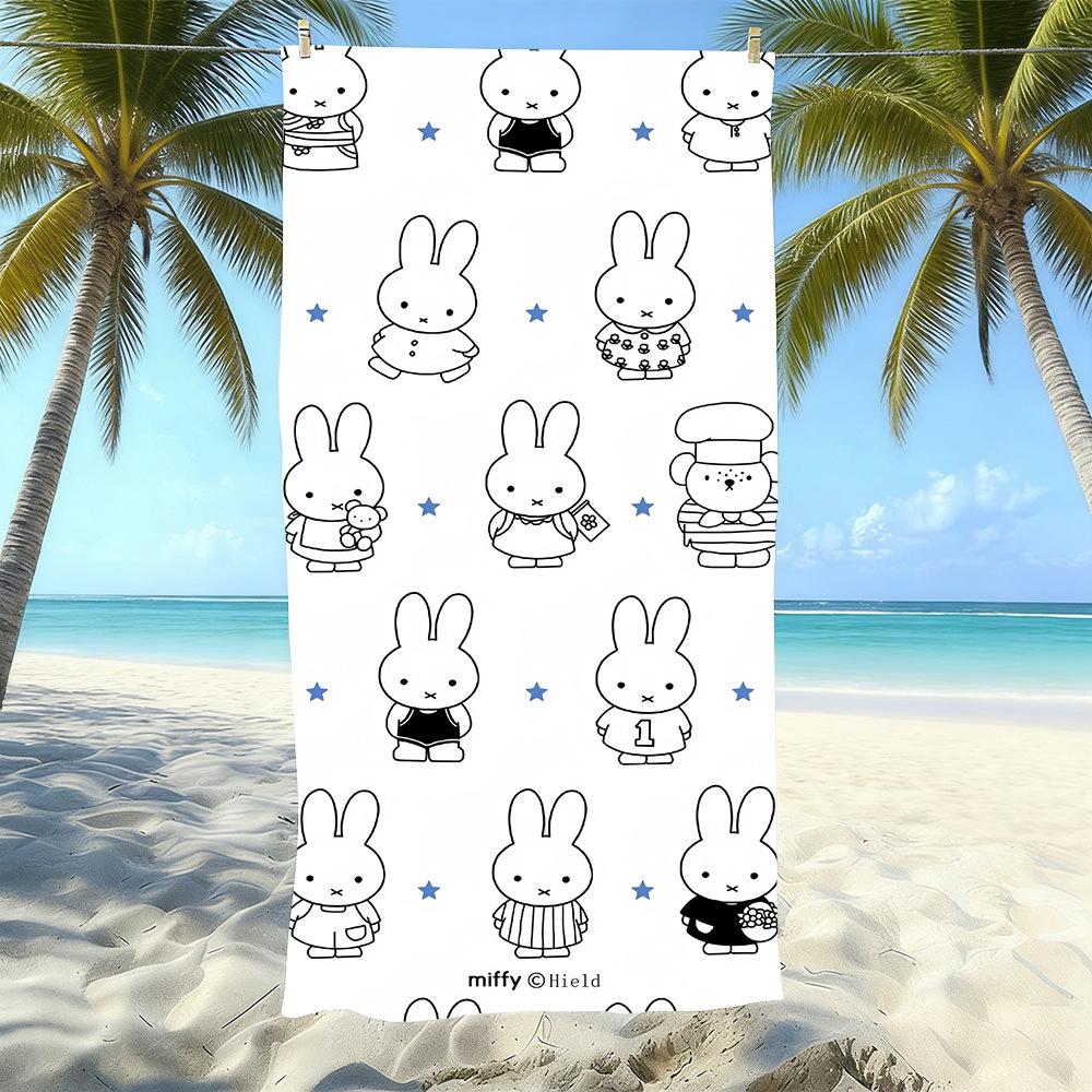 Miffy Rabbit Beach Towel Microfiber Quick Drying Absorbent Cartoon Printed Seaside Resort Bath Towel