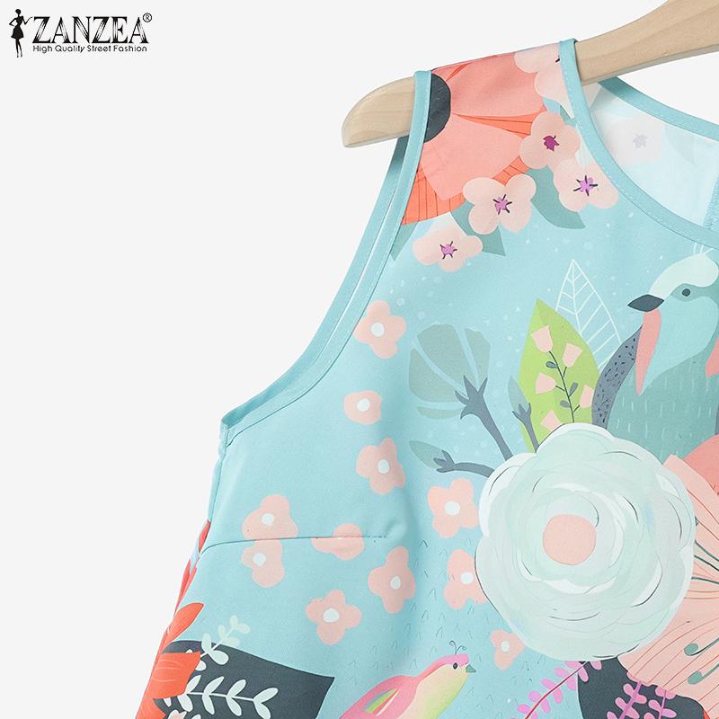 ZANZEA Женский летний костюм-двойка: жилет без рукавов с принтом и брюки