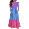 Girls' Tiered Ruffle Dress - Long Sleeve Printed Maxi With Pockets
