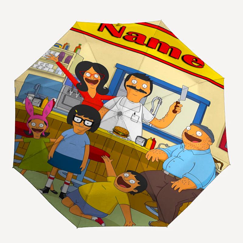 Custom Name Bob's Burgers Theme Automatic Umbrella, Lightweight & Portable, 8 Rib, Perfect for Outdoor Travel, Birthdays, Christmas, Gifts.