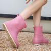 Women’s Fashionable Soft-Soled Waterproof Mid-Tube Rain Boots with Velvet Lining - Non-Slip Winter Wear