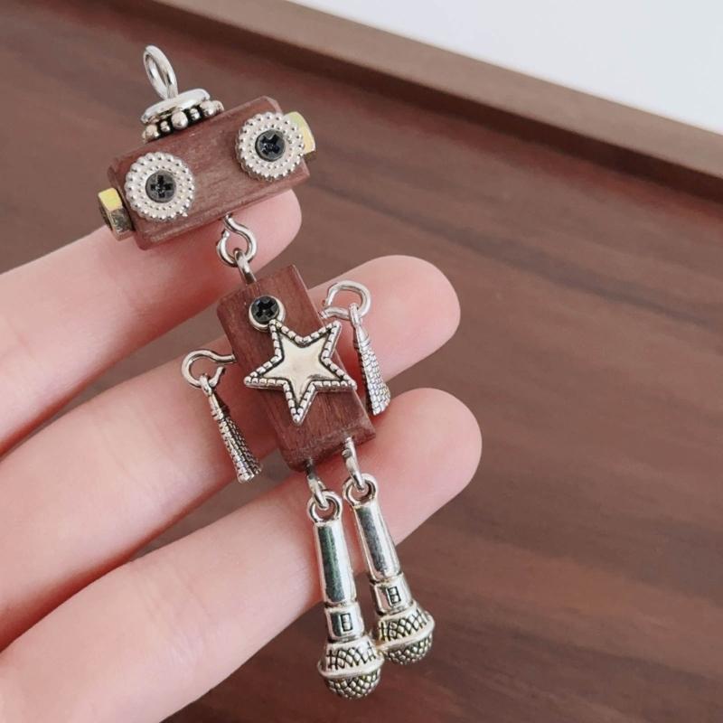 Деревянный кулон-робот, ожерелье, регулируемая длина, панк-цепочка на шею, стильный аксессуар из кожаного шнура, чокеры с защитой от выцветания