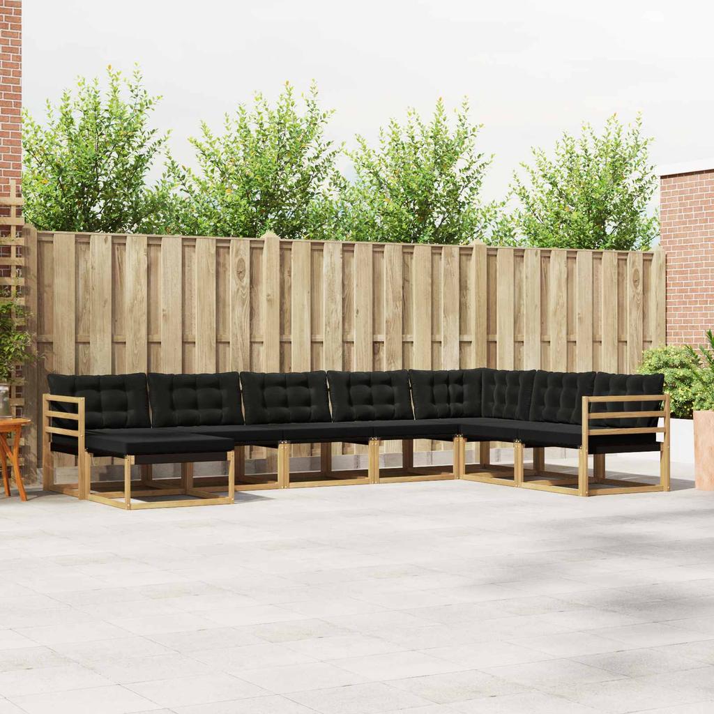 Outdoor Sofa Set with Cushions 8 pcs White and Black