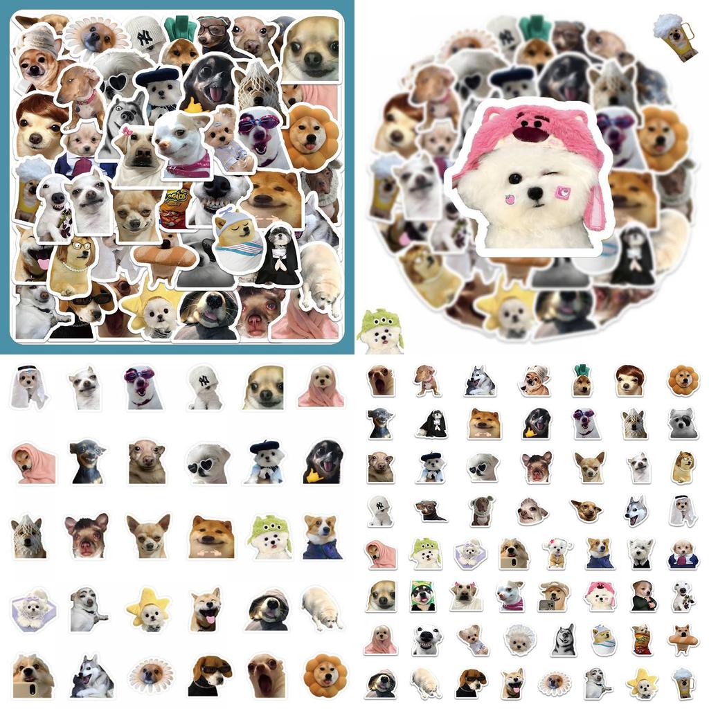 60pcs Emoji Dog Waterproof Graffiti Stickers Notebook Water Bottles Cases Phone