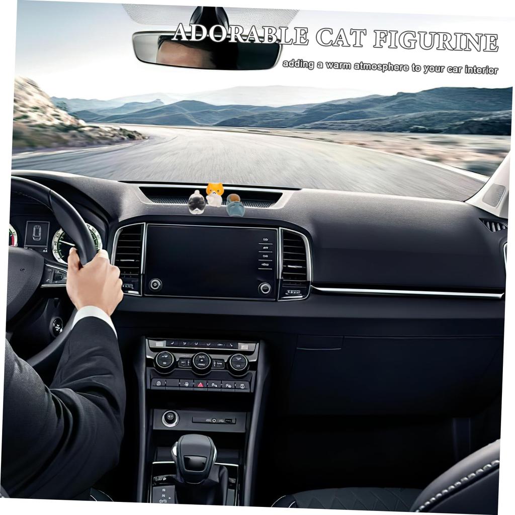 MUELODSIC 6pcs Cat Car Interior Decoration Car Cute Cat Decoration Rearview Mirror Accessories Cute