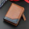 New Men's PU Leather Short Wallet With Zipper Coin Pocket Vintage Big Capacity Male Short Money Purse Card Holder