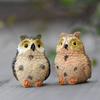 Mini Owl Statue Resin Hand Painted Owl Ornament Miniature Animal Figurine