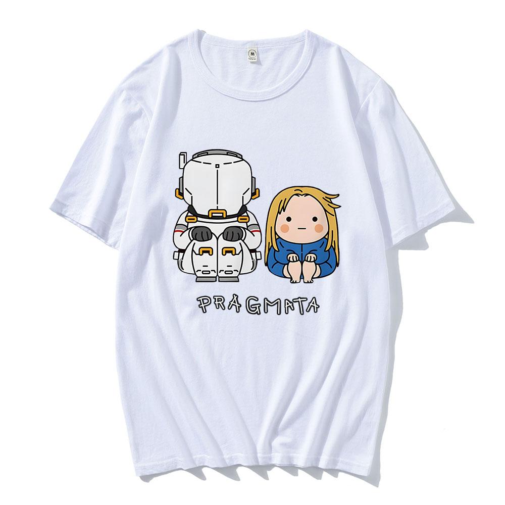 PRAGMATA Hugh Diana Sitting Tshirt Summer Unisex Streetwear Funny Cartoon Graphic Print Merch Short Sleeve Cotton Tee Shirt