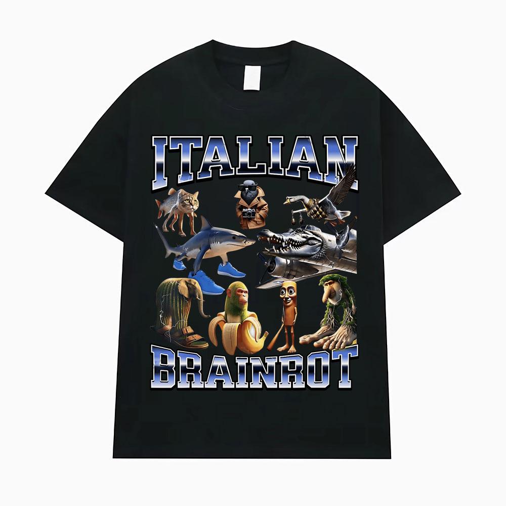 Tung Tung Tung Sahur Bombardiro Crocodilo Funny Meme T-shirt Men Women Italian Brainrot Tralalero Tralala Loose Men's T Shirts