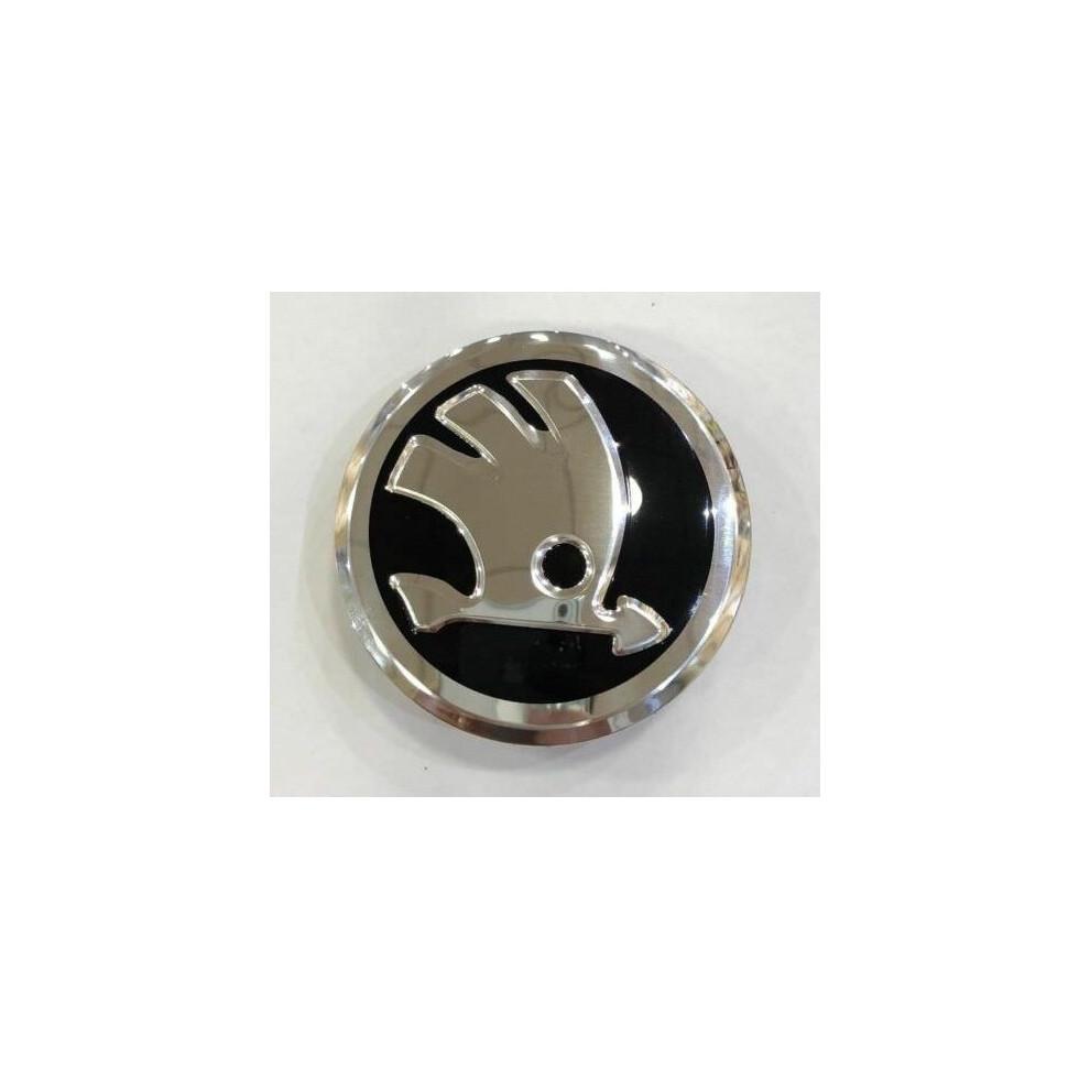 Skoda Alloy Wheel Centre Caps Black/Chrome 56Mm Vrs Rs Octavia Vrs X 4
