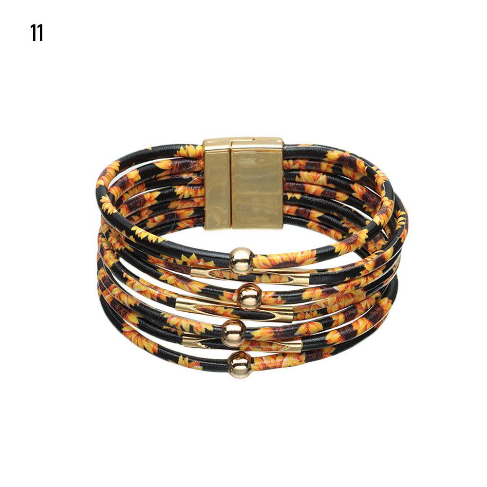 Retro Elegant Women Wrist Bands Leopard Leather Bracelets Multilayer Bangles Wide Wrap Bracelet