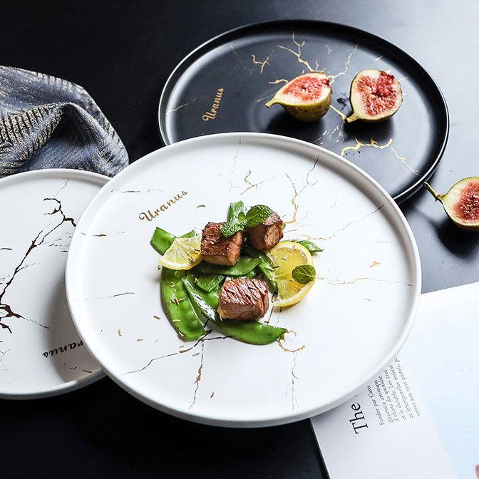 Nordic Style Marble Disc Tableware Ceramic Plate Steak Plate Salad Plate Kitchen Supplies