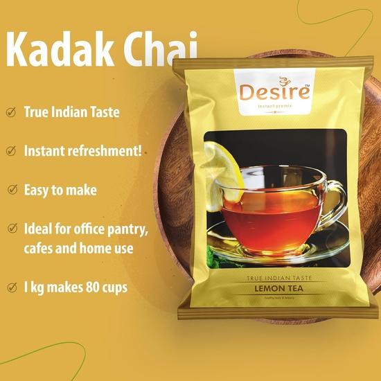Порошок для приготовления лимонного чая Desire Instant Premix | Освежающий порошок для приготовления холодного чая | Просто добавьте горячую воду | Подходит для ручного приготовления - 500 г, хватает на 40 чашек