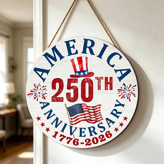 Деревянная табличка на дверь к 250-летию США 1776-2026 250 Лет Свободы Патриотическая подвесная табличка для 4 июля Дня Независимости Входная дверь Крыльцо дома