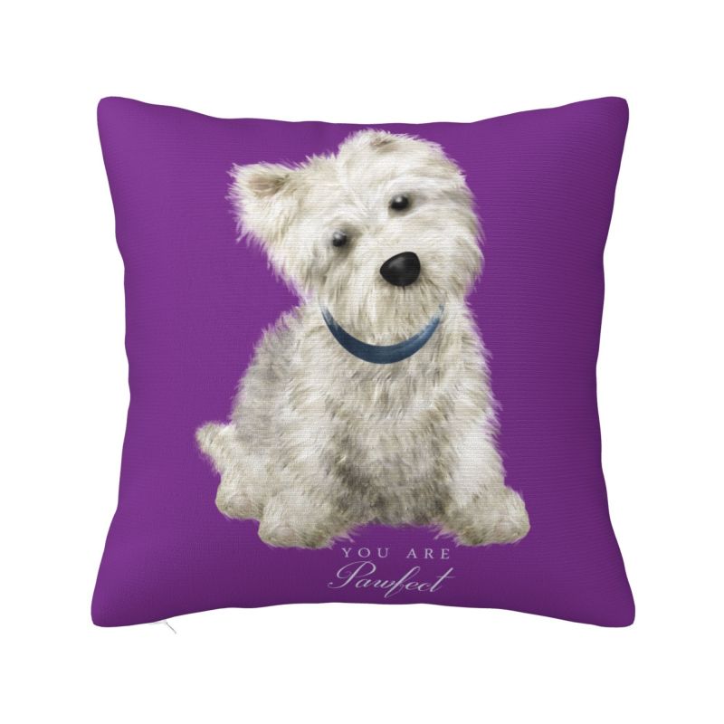 Luxury Sweet West Highland White Terrier Dog Cushion Cover for Sofa Polyester Westie Puppy Pillow Case for Living Room