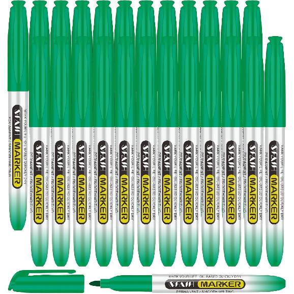 SFAIH Black Permanent Markers Bulk - 24 Pack, 1s Quick Dry, Non-Fading, Fine Point Permanent Pens for Plastic Glass Metal Wood Paper Stone, Office