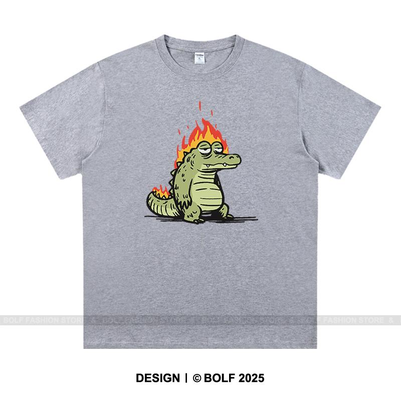 Cute Cartoon Alligator Printed Unisexs Tshirt 100 Cotton Oversized Funny Animal Graphic Tees For Unisex Summer Casual Tops
