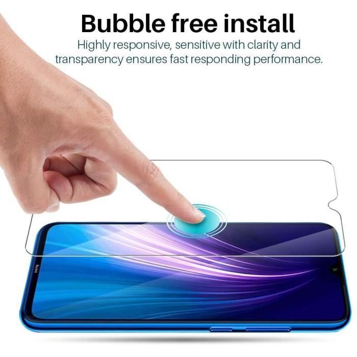 Film de protection en verre trempé - Redmi - Note 8 - Pack de 4 - Résistance 9H - Anti rayures