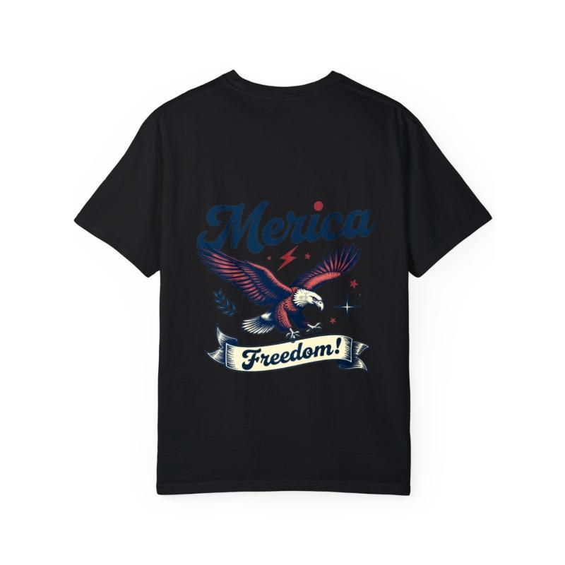 Merica Свобода Орел Графическая футболка Белая Патриотичный Дизайн Американского Орла со Звездами и Молниями для Повседневной Носки Празднование Дня Независимости