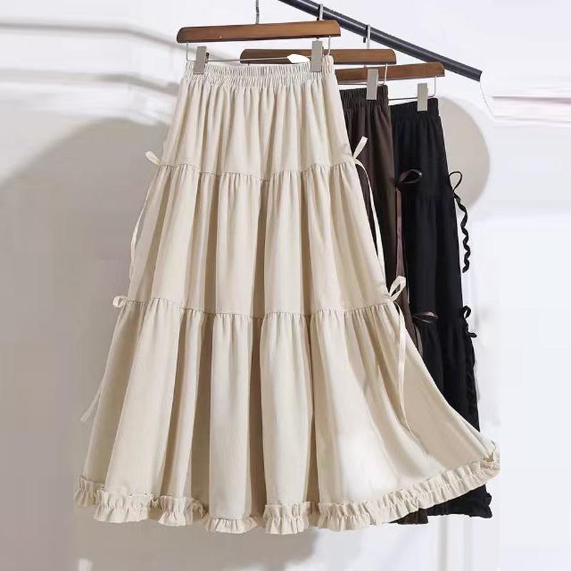 ZANZEA Женские летние юбки А-силуэта с эластичной резинкой на талии и завязывающимся узлом и оборками по подолу