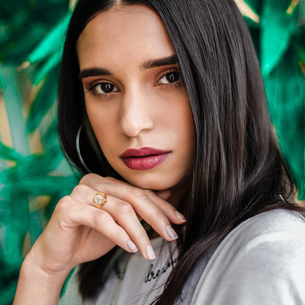 JEWELRYWE Ring Ring Watch Installation Ring Watch Time Check Decoration Clock Fashion Large Number Dial Ring Watch Couple Rose Gold Women's