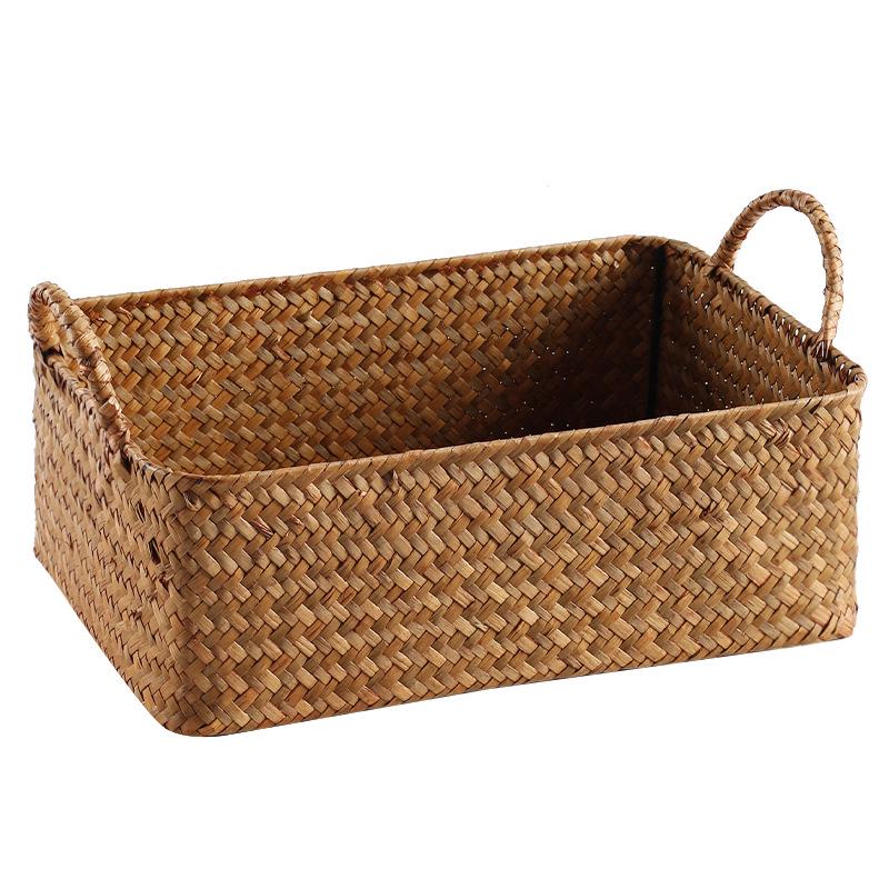 Японская плетеная из соломы корзина для хранения закусок, ТВ-аксессуаров, косметики и масок