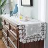 Table Runner White Lace Glass Yarn Rectangle Table Flag Hollow Out Europe Embroidered Dining Table Cloth Romantic Dust Cover