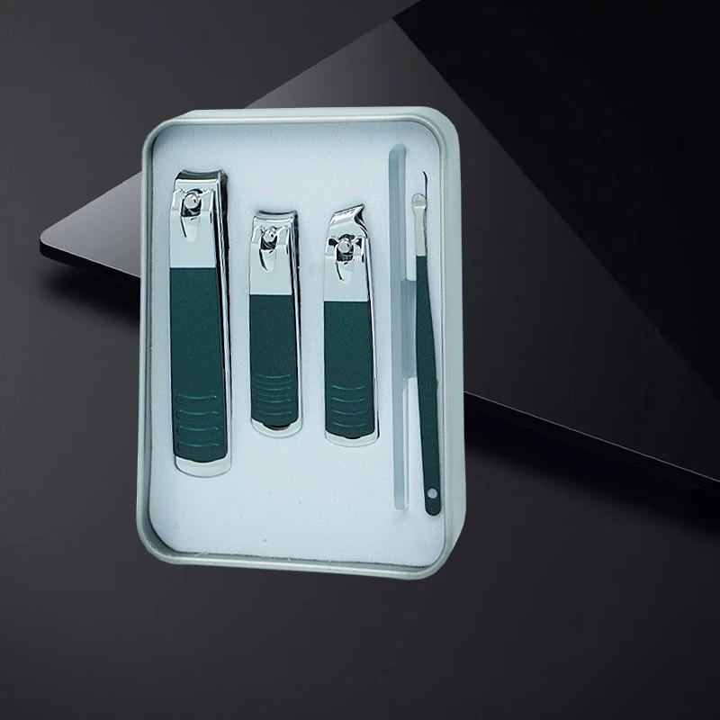 Portable Manicure Kit: Tin Box Nail Clippers, Scissors, Eyebrow Tweezers, and Ear Spoon Gift Set