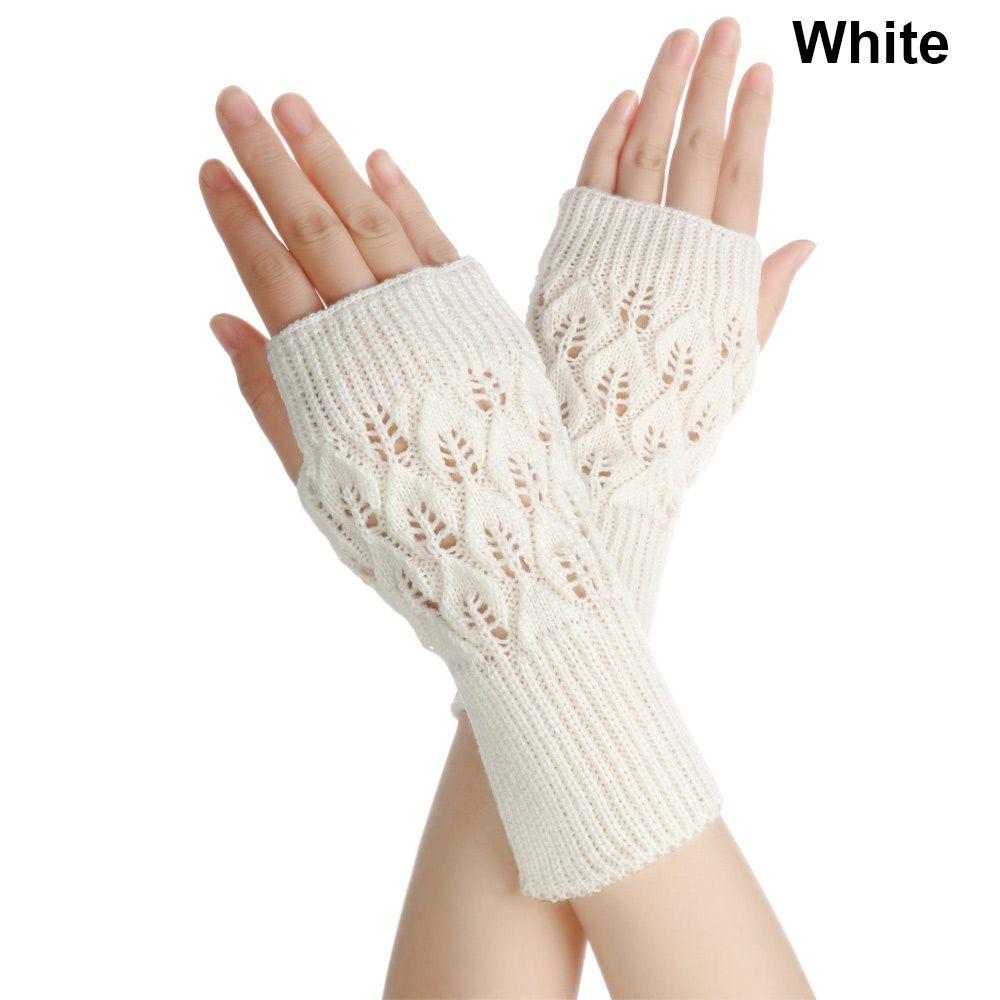Protable Winter Autumn Warm Wool Exposed Finger Wrist Gloves Half Mitten Knitted Wool Glove