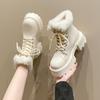 2025 Winter Fluffy White Fur Women Short Snow Boots Plush Warm Platform Booties Comfort Square Heel Ladies Shoes