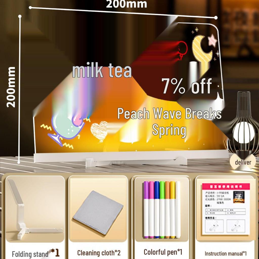 Erasable Fluorescent Acrylic Desktop Blackboard with Light