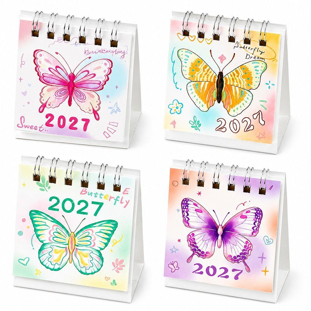 Butterfly Pattern Flip Calendar Portable Desktop Planner 2027 Desk Calendar Daily Planning