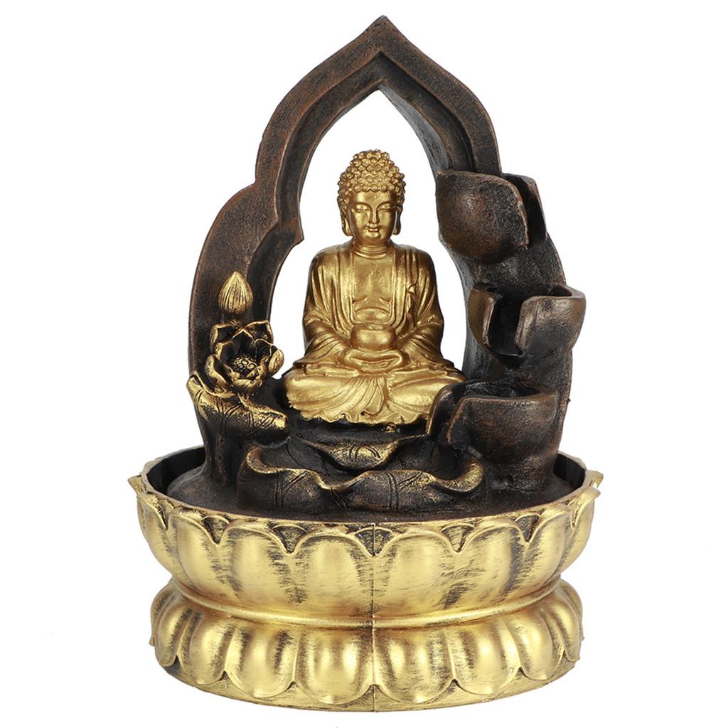 Светодиодный настольный фонтан из смолы с водным фонтаном, украшения для медитации, статуя Будды, дом