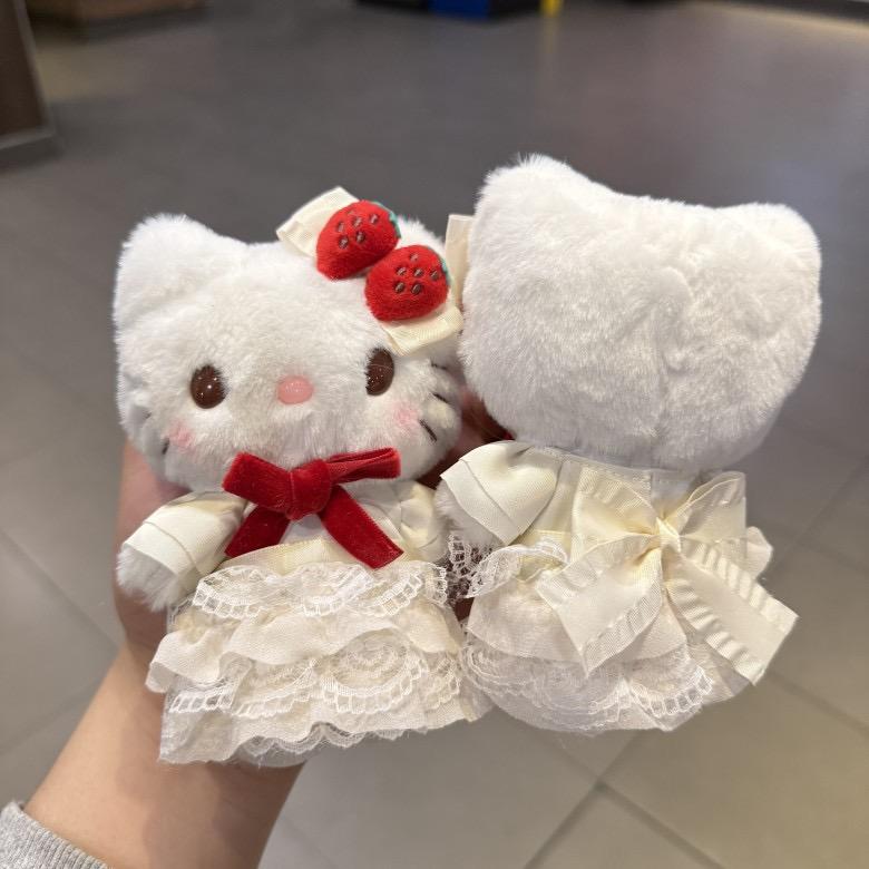 Cartoon Melody Strawberry Cake Sweetheart Plush Doll Pendant White Strawberry Hello Kitty Stuffed Animals toys Hangings
