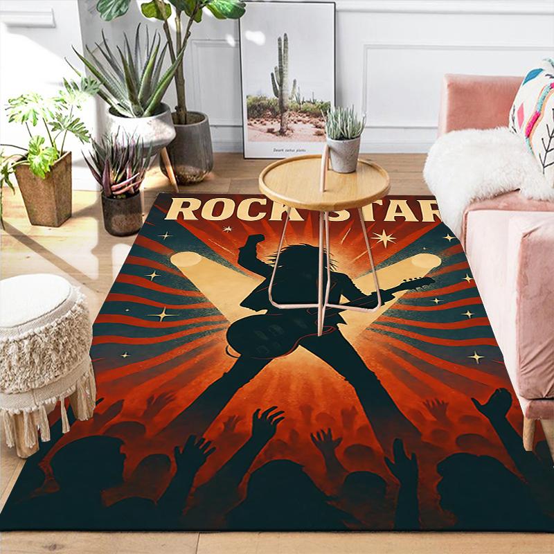 1Pc Rock Star Concert Energy Rug, Office Carpet Indoor Outdoor Doormat, Non-Slip Soft, Living Room, Christmas Halloween Gift M929366