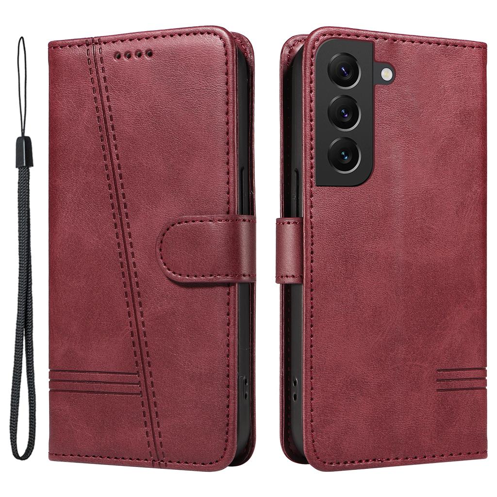 For Samsung Galaxy S21 FE 5G Case Imprinting Lines Wallet Leather Phone Cover