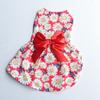 Платье для щенка с цветочным принтом, плиссированные края, очаровательная, хорошая пластичность, дышащий бант, украшение для платья