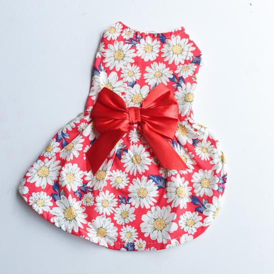 Платье для щенка с цветочным принтом, плиссированные края, очаровательная, хорошая пластичность, дышащий бант, украшение для платья