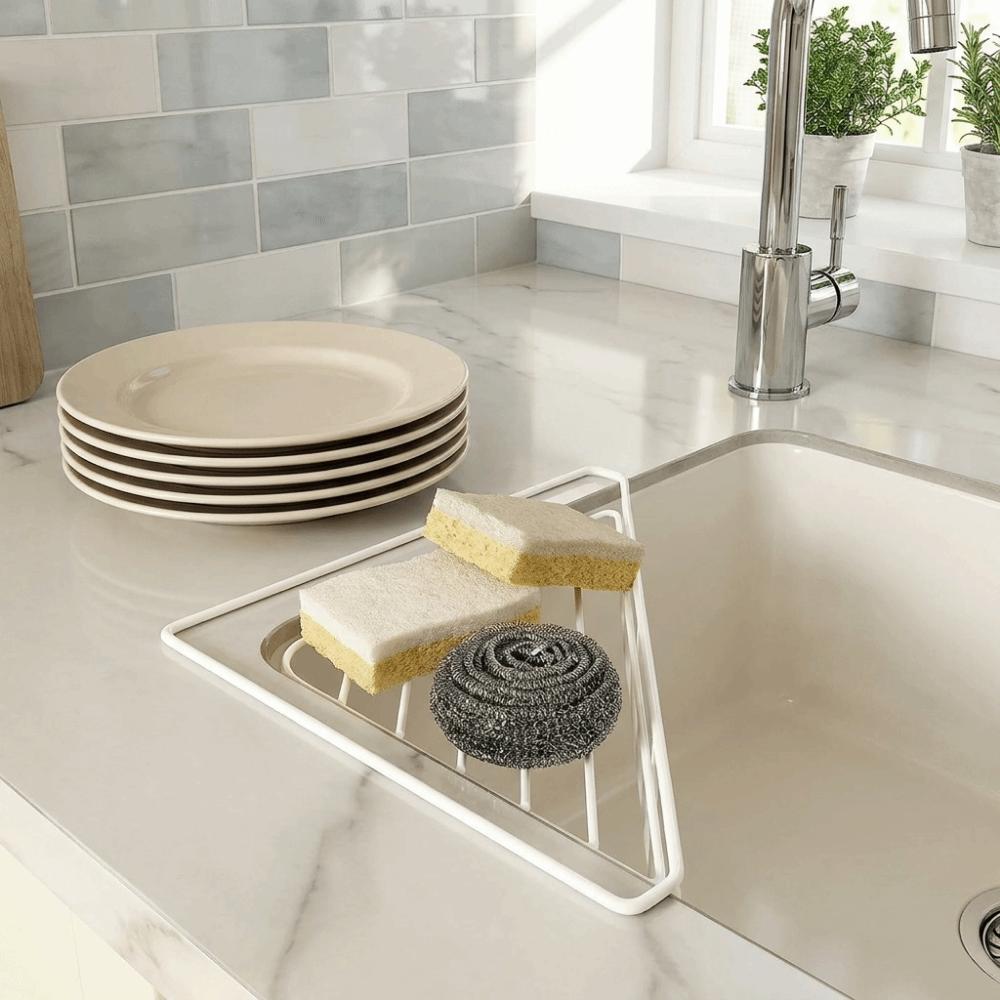 Anti-rust Sink Corner Rack Iron Dishcloth Sponge Stand Practical Sink Organizer Laundry Room