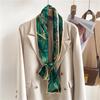 Tassel-decorated suit necktie belt small strip headband silk scarf women's double-sided printed narrow thin scarf
