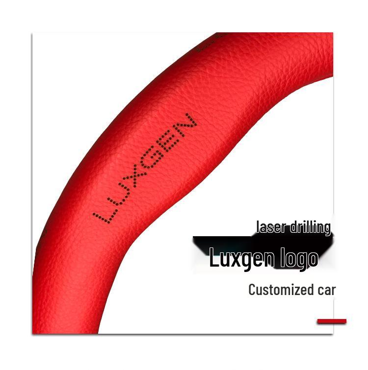 Genuine Leather Steering Wheel Cover for Luxgen Big 7, U6, U6 Sedan, S5, and Sharp 3 MPV