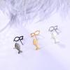 Xiaomi Skyrim Cute Animal Stud Earrings Flamingo Hedgehog Deer Chihuahua Rhinoceros Cat Fish Dog Paw Black Stainless Steel Earring Gift