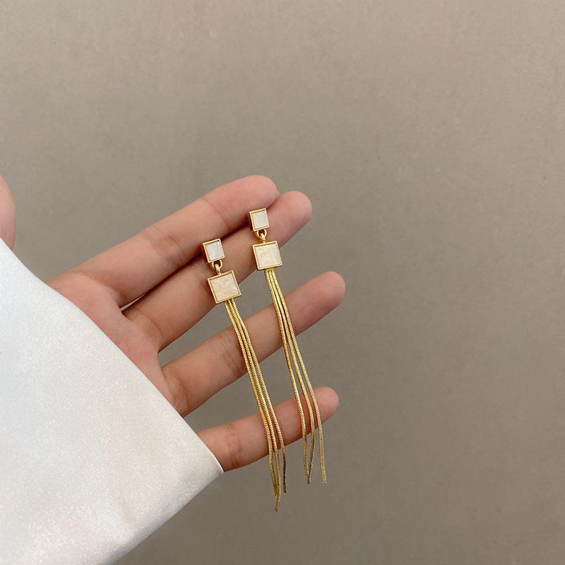 New Trend Long Style Fashion European and American Tassel Earrings Temperament Atmosphere Exaggerated Jewelry