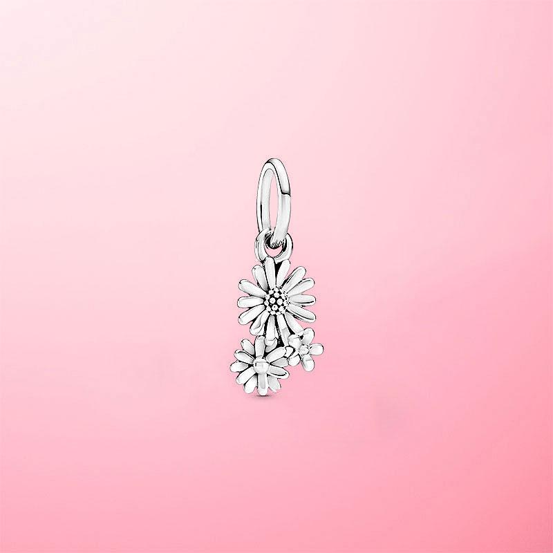 ! Шармы-подвески в виде сверкающих сверкающих цветков маргаритки из стерлингового серебра 925 пробы, бусина, подходят для оригинального браслета-бэнгла, женское ювелирное украшение в подарок