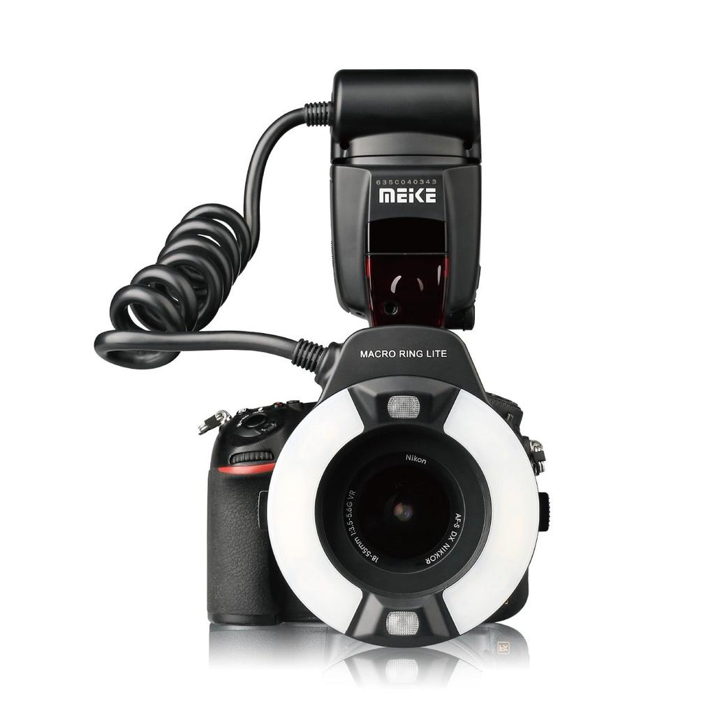 Кольцевая вспышка MEKE для макросъемки Nikon D7100 D7000 D5200 D5100 D5000 D3500 D3200 D3100 D90 D300S D600 со светодиодной лампой подсветки автофокуса MK-14EXT-N I-TTL