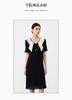 French ruffle collar short sleeved dress for women in the summer of 2026, pleated and pleated, medium to long style, looks slim and black skirt